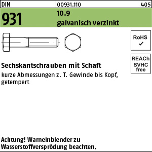 D 931 10.9 M 10 x 45 - verzinkt