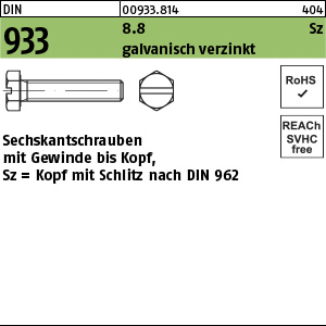 D 933 8.8 M 4 x 6 -Sz - verzinkt