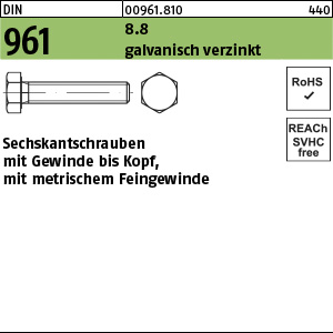 D 961 8.8 M 8 x 1 x 20- verzinkt