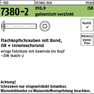 I 7380 -2 010.9 M 6 x 20 -T30 - verzinkt, getemper