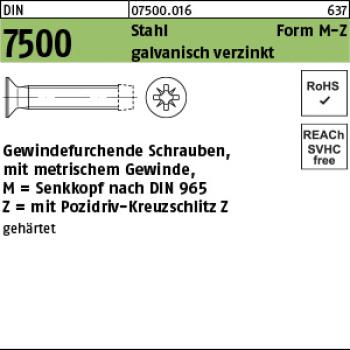 D 7500 St. gehaertet M M 3 x 8 -Z - verzinkt