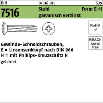 D 7516 Stahl E M 3 x 20 -H - verzinkt