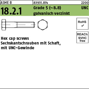 R 83931 Hex cap screws Grade 5 gal Zn M 1/4" x 2 1