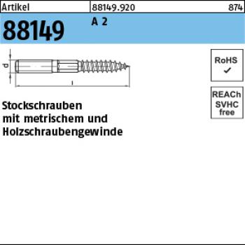 R 88149 Stockschrauben Stahl Typ 23E M 8 x 100 - mech. verzinkt