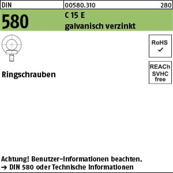 D 580 C15E M 12  - verzinkt