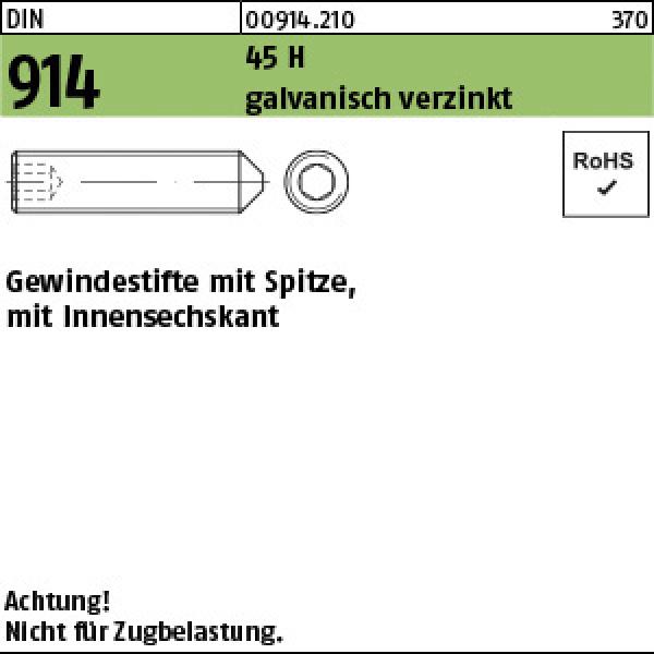 D 914 45 H M 6 x 10 - verzinkt