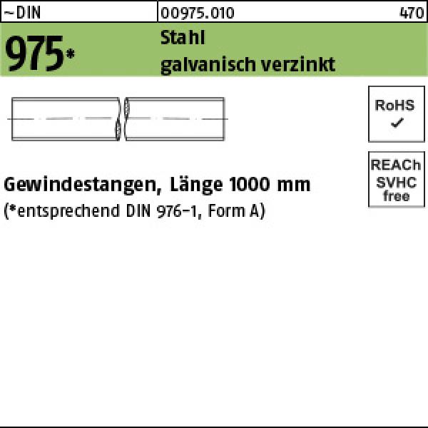 D 975 Stahl M 16 x 2000 verzinkt