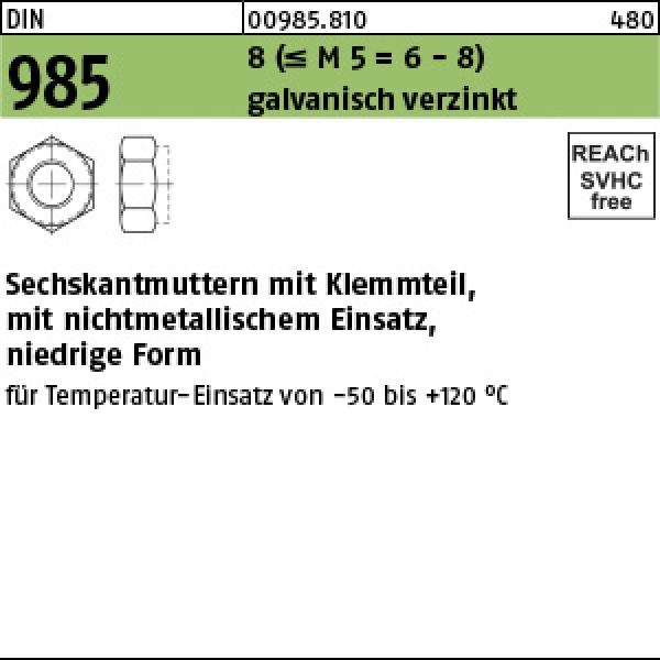 D 985 8 M 12 x 1,25 - verzinkt