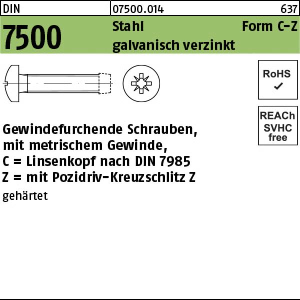 D 7500 St. gehaertet C M 2 x 5 -Z - verzinkt