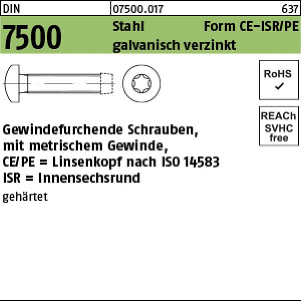 D 7500 St. gehaertet CE M 5 x 12 -T25 - verzinkt