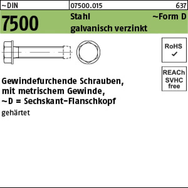 D 7500 St. gehärtet D M 5 x 20 galv. verzinkt, mit