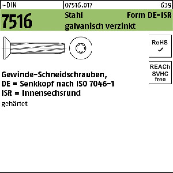 D 7516 Stahl DE M 3 x 6 -T10 galv. verzinkt