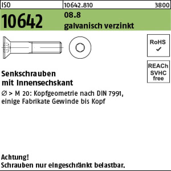 I 10642 08.8 M 6 x 16 verzinkt