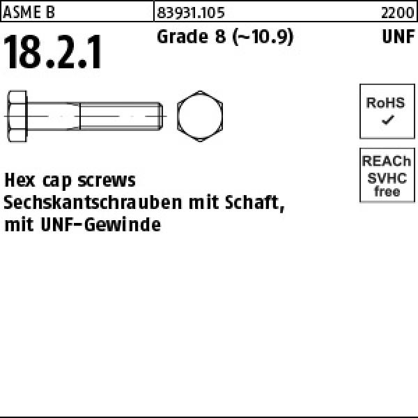 R 83931 Hex cap screws Grade 8 M 3/4" x 5"