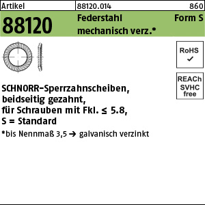 R 88120 SCHNORR - Scheiben Federstahl 16 verzinkt