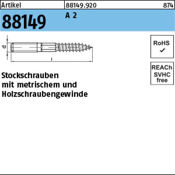 R 88149 Stockschrauben Stahl Typ 23E M 8 x 80 - mech. verzinkt