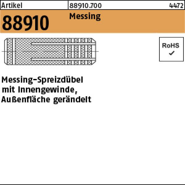 R 88910 Metallduebel geraendelt Messing M 10 /12 x