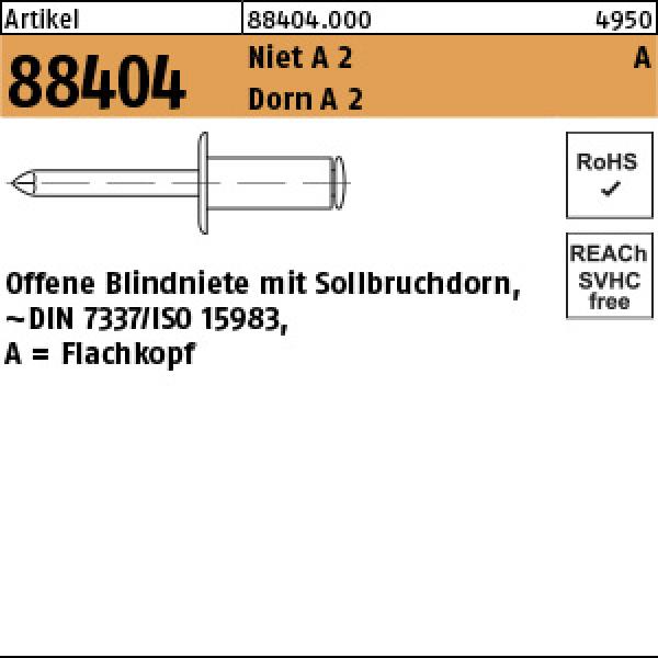 R 88404 Blindniete A 2/A 2 FLAKO 3,2 x 6