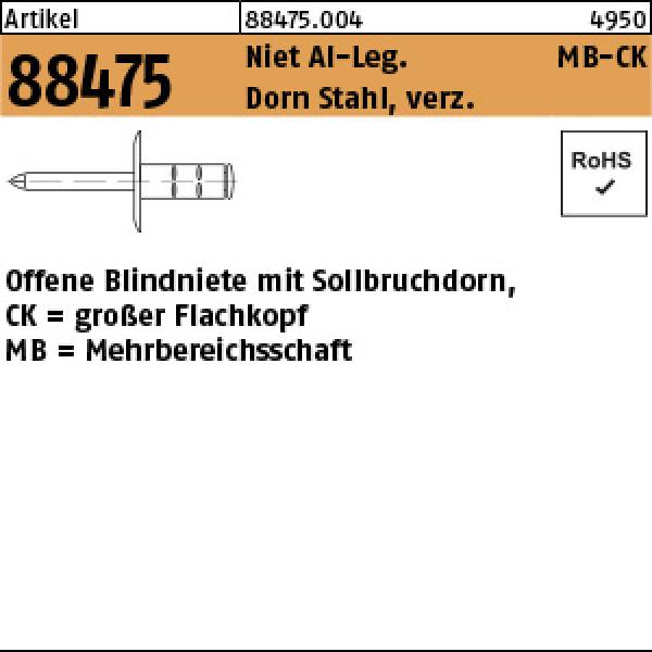 R 88475 PolyGrip Mehrber.-Blindniete Alu/A2 4,8 x 